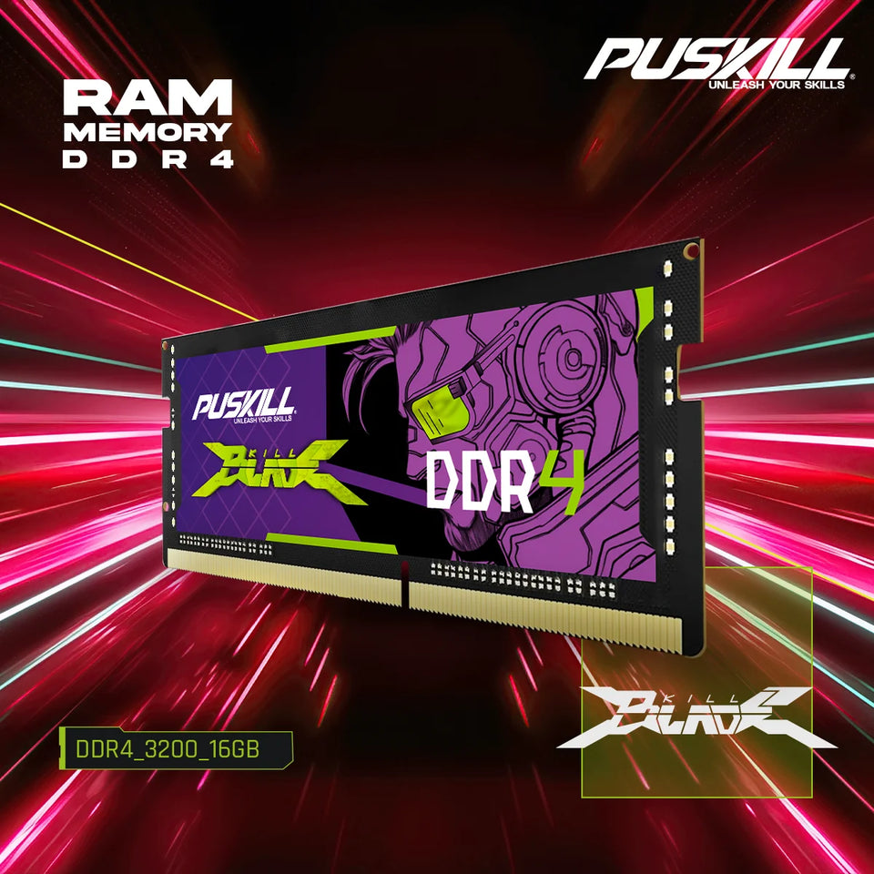 2PCS PUSKILL Memoria Ram DDR4 16GB 8GB 4GB 3200MHz 2666MHz 2400MHz 260pin Sodimm Notebook For Laptop Memory