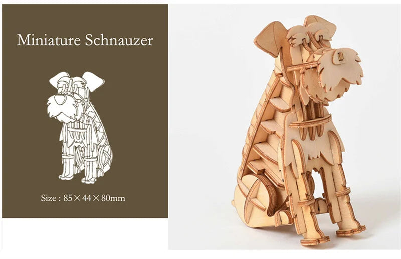 DIY 3D Wooden Puzzle Model Animal Montessori Toys for Children Crafts Dachshund Skeleton Assembly Gift Set for Kids Adults Teens