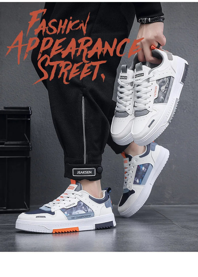 2023Men's Sneakers Flat Student Shoes Breathable Fashion Lace-Up Sneakers Men's Comfort Sports Jogging Shoes Zapatillas Hombre