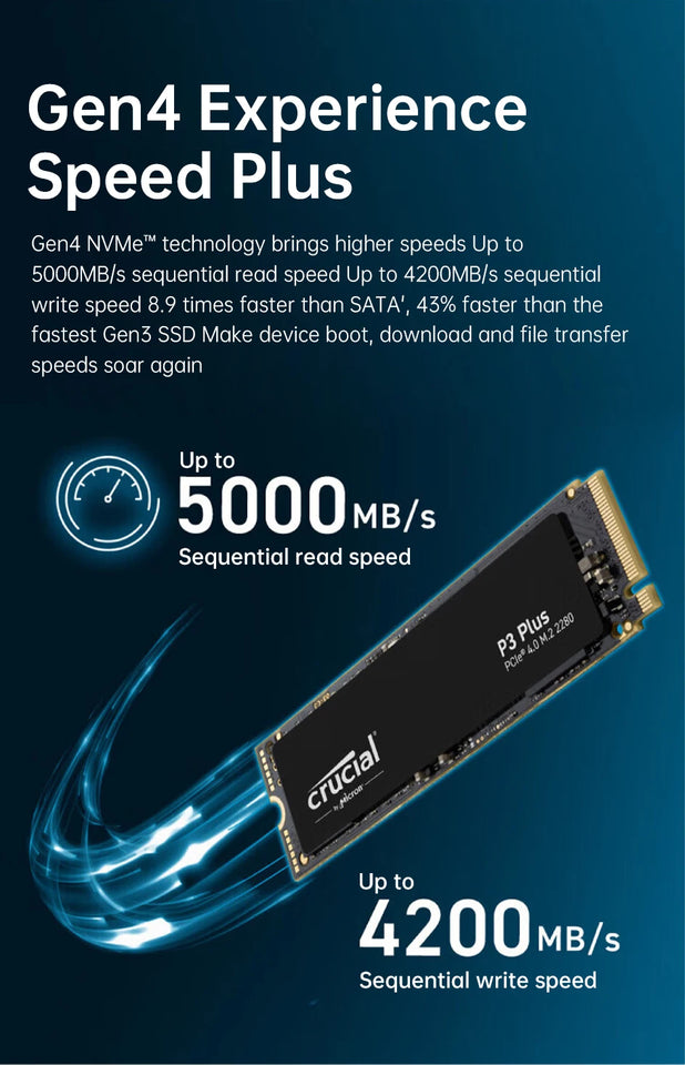 Crucial 5000MB/s SSD NVMe M.2 2280 1TB 2TB 4TB Internal Solid State Hard Disk M2 PCIe 4.0x4 2280 SSD Drive for PS5 Laptop PC