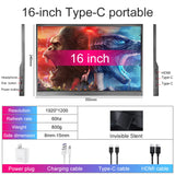 16 inch Portable Monitor 2.5K/120HZ/100%sRGB  For Laptop XBox PS4 / 5 Switch Cell Phone Computer Extension Gaming  Travel Screen