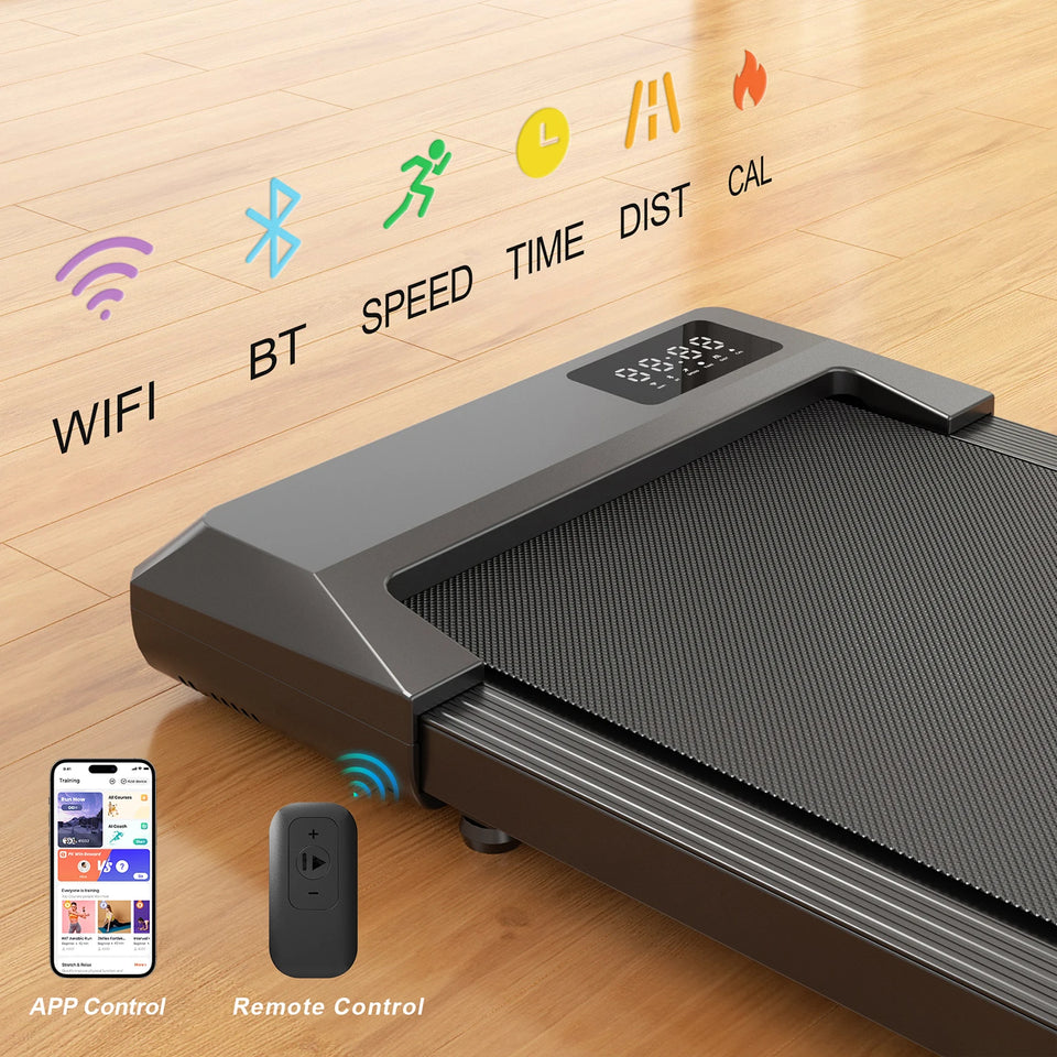 39.37inch Under Desk Treadmill 350lbs Portable Treadmills for Home/Office Walkingpad App/Remote Control LCD Screen Data Tracking
