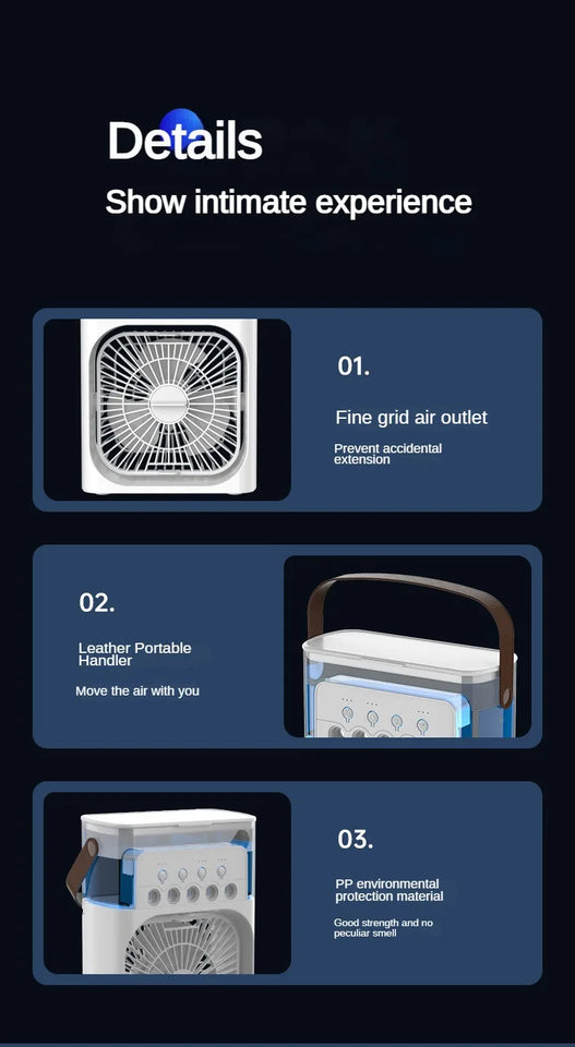 Xiaomi MIJIA 3-in-1 Portable Air Conditioners Fan With LED Night Light Household Mini Air Cooler For Office Home Adjustable Fan