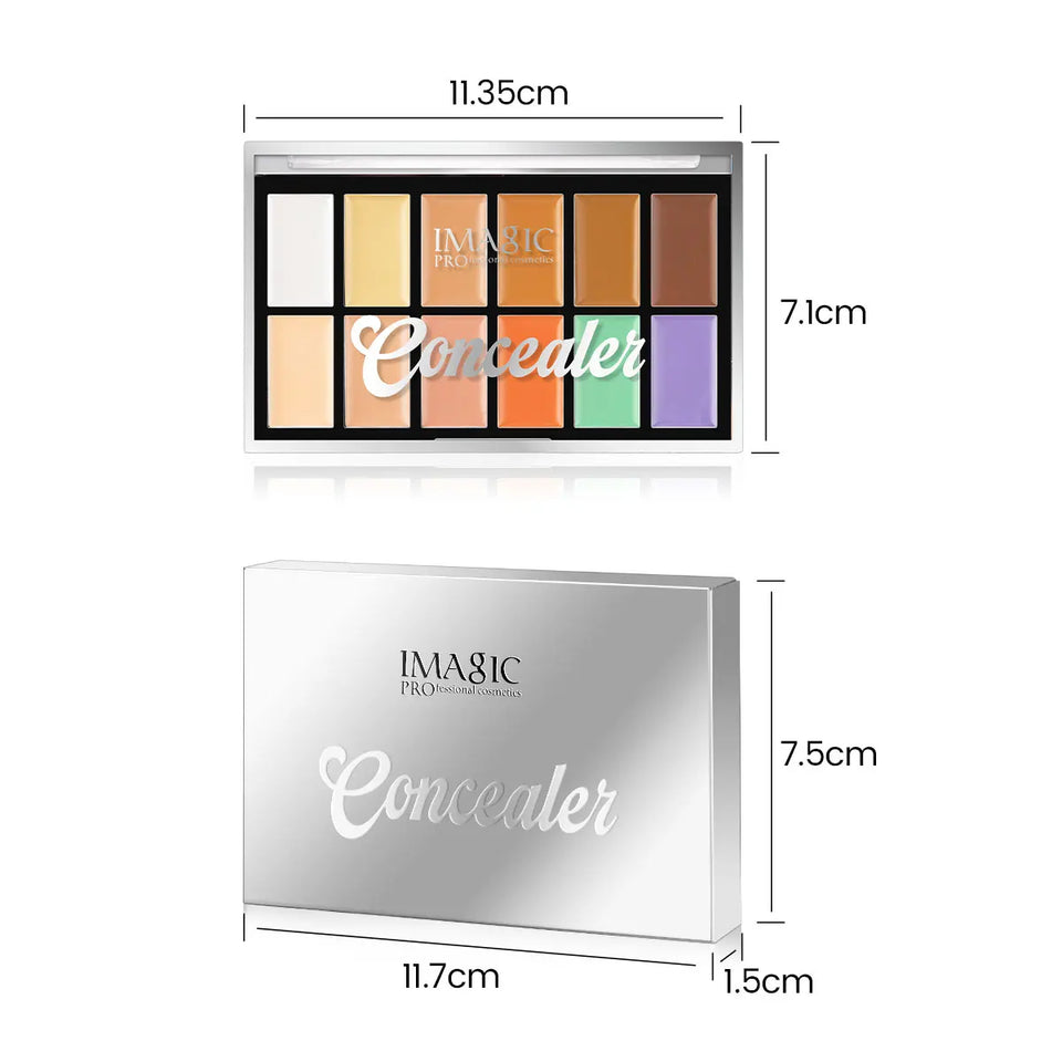 IMAGIC 12-Color Concealer Foundation Cream Covers Acne Marks Dark Circles Full Coverage Suit for All Skin Primer Makeup Cometics