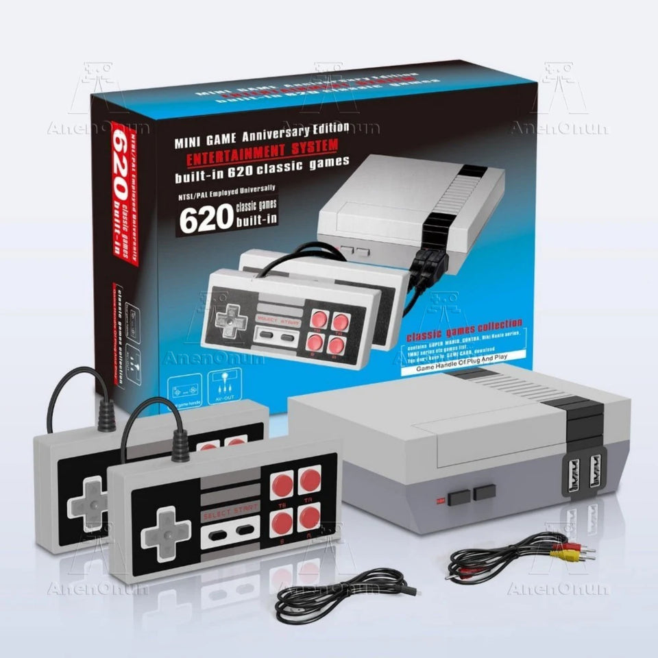 Newest 620 Games Retro TV Video Game Console Classic Emulator Two Players Family Entertainment Gaming Machine with 2 Controllers