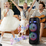 Bluetooth-Compatible Speaker Loud Boombox with Double Subwoofer Deep Bass Lights Outdoor Speaker Support USB/TF/AUX/FM/BT/MIC