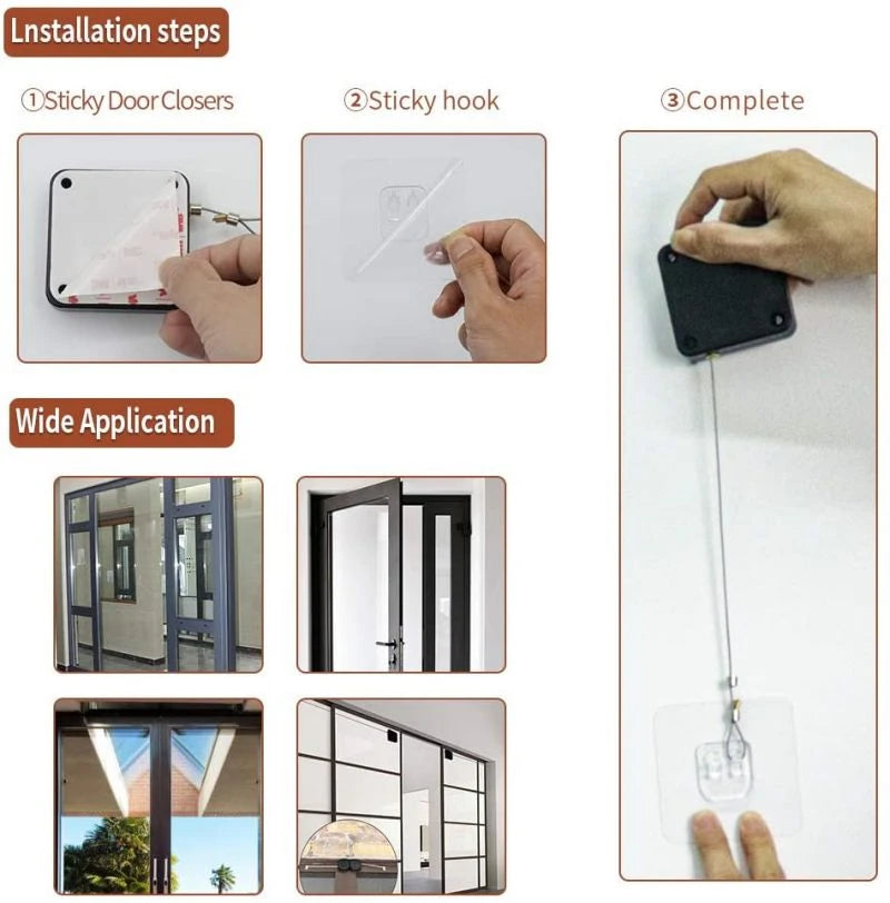 Automatic Sensor Door Closer Punch-Free Adjustable Surface Door Stopper Bracket for Home Improvement Automatically Closes Doors