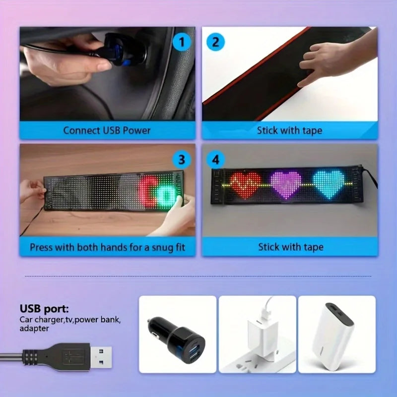 Devil's Eye LED Car Display USB 5V Matrix Pixel Panel APP Control RGB Graffiti Scrolling Text Animation For Halloween Christmas