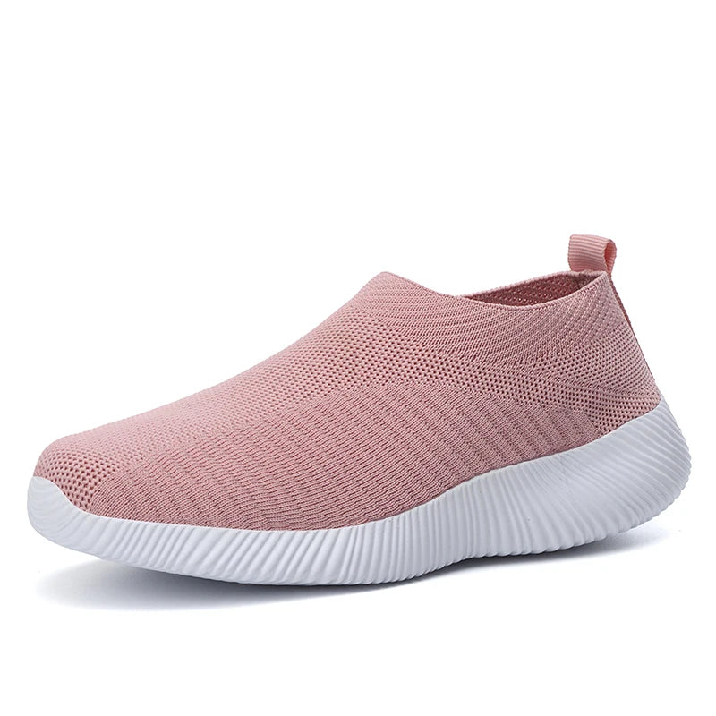 New Pink Sneakers For Women Casual Shoes Comfortable Vulcanized Shoes Breathable Ladies Slip On Flats Shoes Loafers Plus Size 42