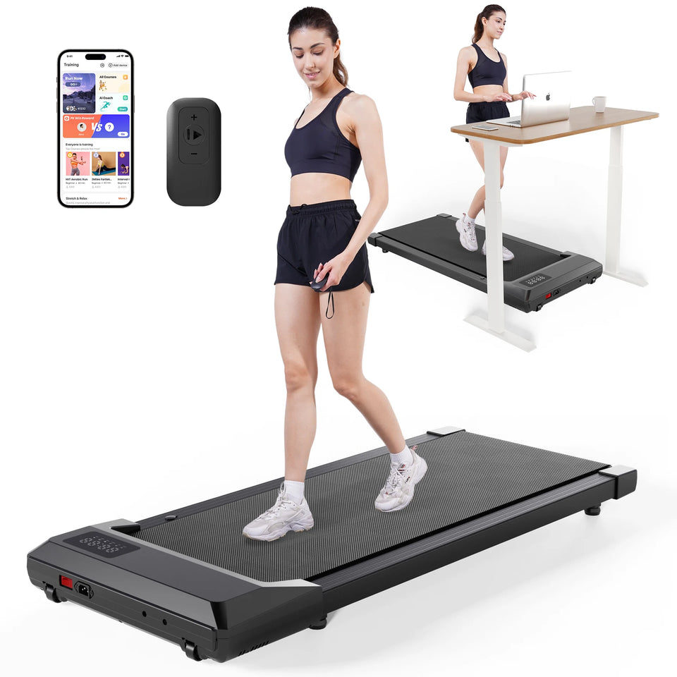 39.37inch Under Desk Treadmill 350lbs Portable Treadmills for Home/Office Walkingpad App/Remote Control LCD Screen Data Tracking