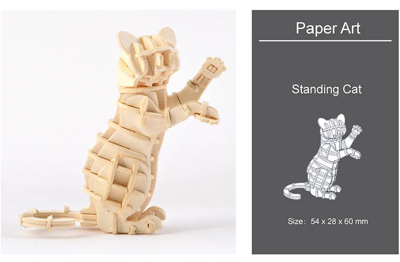 DIY 3D Wooden Puzzle Model Animal Montessori Toys for Children Crafts Dachshund Skeleton Assembly Gift Set for Kids Adults Teens