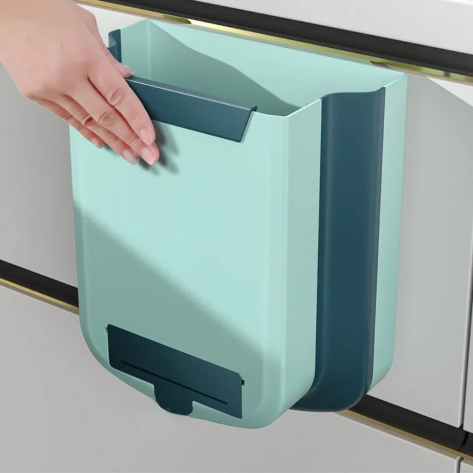9L Folding Waste Bins Kitchen Garbage Bin Foldable Car Trash Can Wall Mounted Trashcan for Bathroom Toilet Waste Storage Bucket