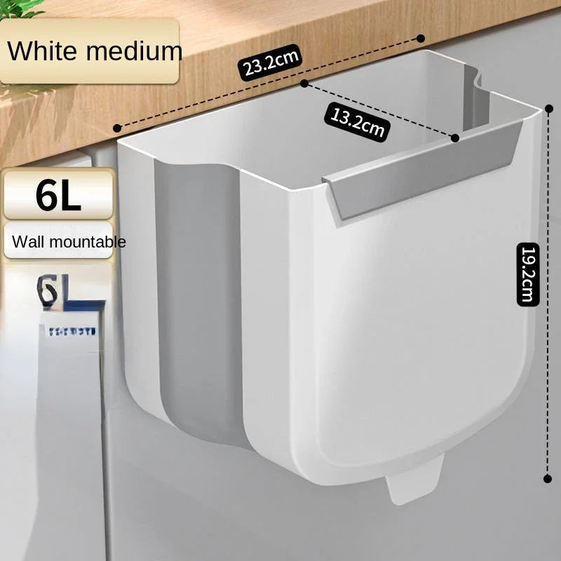 9L Folding Waste Bins Kitchen Garbage Bin Foldable Car Trash Can Wall Mounted Trashcan for Bathroom Toilet Waste Storage Bucket