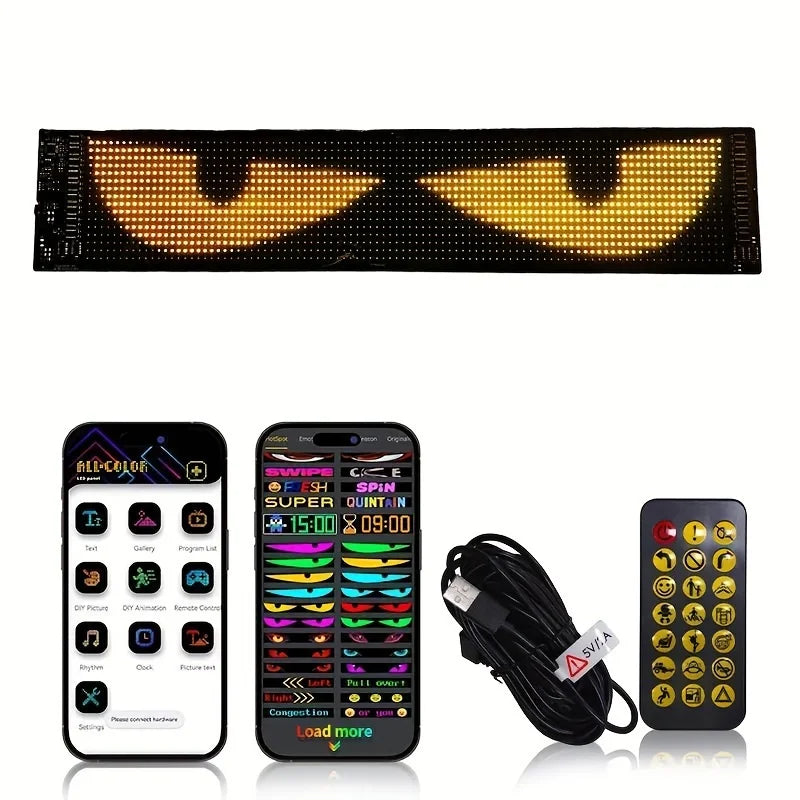 Devil's Eye LED Car Display USB 5V Matrix Pixel Panel APP Control RGB Graffiti Scrolling Text Animation For Halloween Christmas
