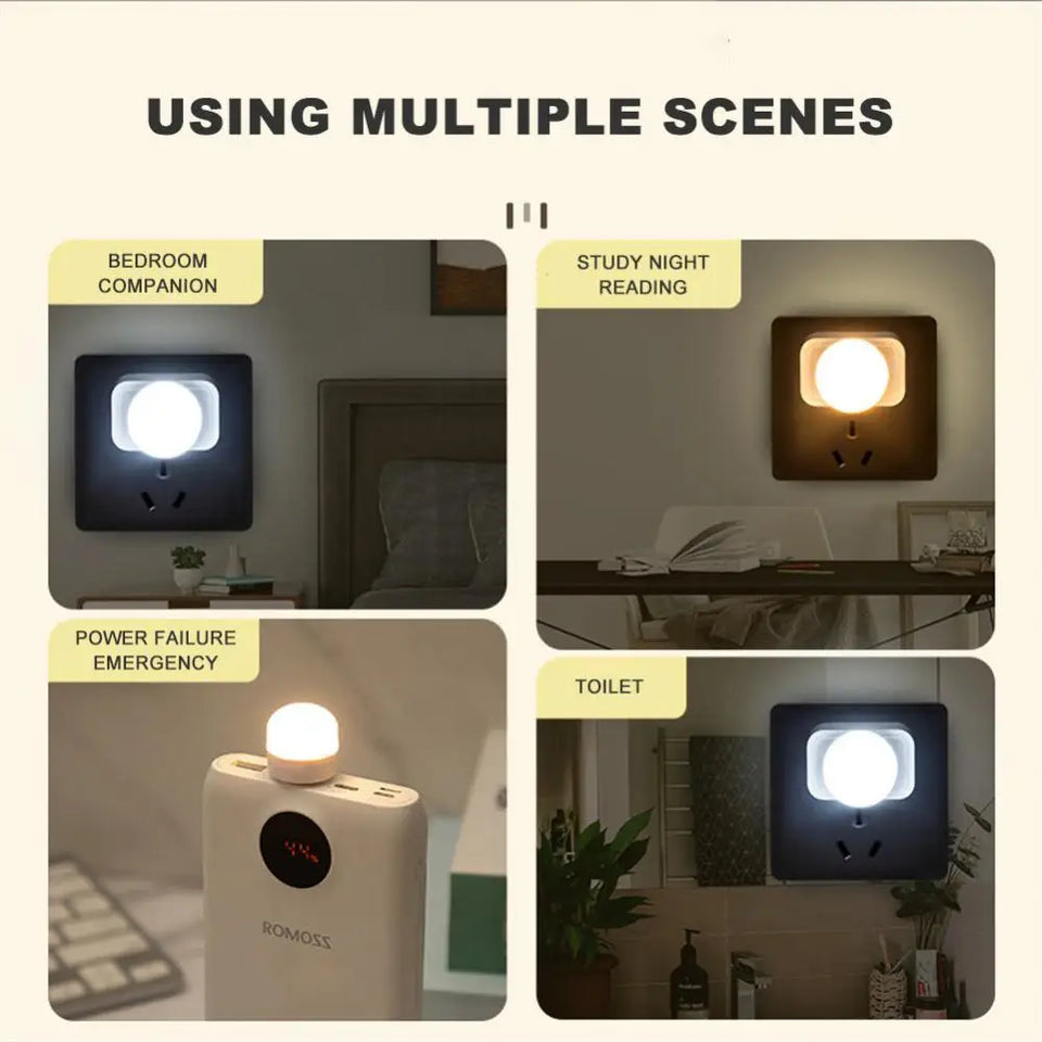USB Plug LED Night Light Cartoon Expression Panda Mini Portable Night Lights Eye Protection Reading Book Lamp For Bedroom