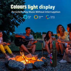 Bluetooth-Compatible Speaker Loud Boombox with Double Subwoofer Deep Bass Lights Outdoor Speaker Support USB/TF/AUX/FM/BT/MIC