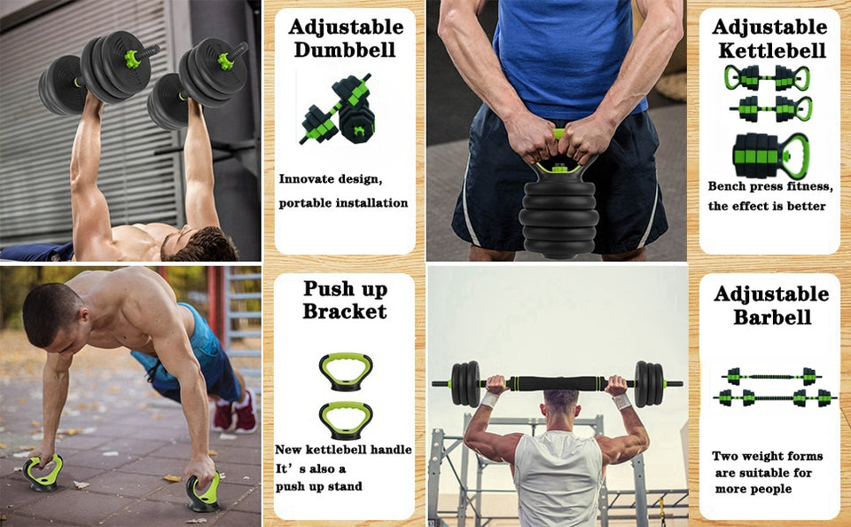 66lbs/88lbs Weight 4 in 1 Adjustable Kettlebell Set  Dumbbell Set Used as Kettlebells Barbell Push up Stand for GYM Home